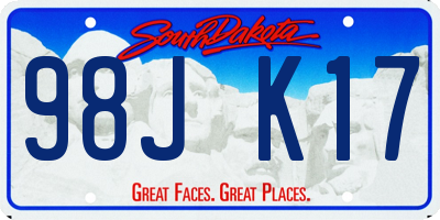 SD license plate 98JK17