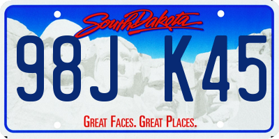 SD license plate 98JK45