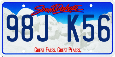 SD license plate 98JK56