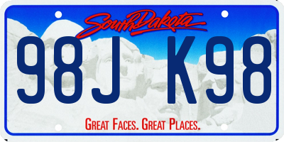 SD license plate 98JK98