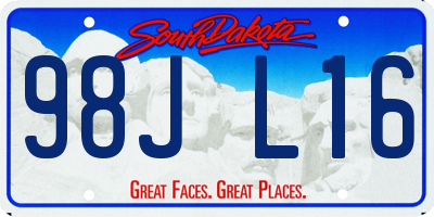 SD license plate 98JL16
