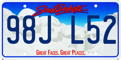 SD license plate 98JL52