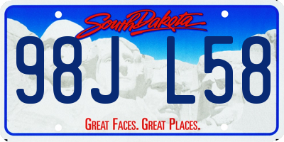 SD license plate 98JL58