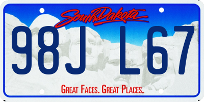 SD license plate 98JL67