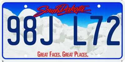 SD license plate 98JL72