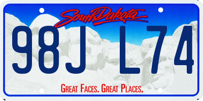 SD license plate 98JL74