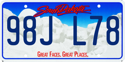 SD license plate 98JL78