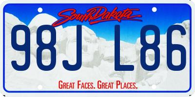 SD license plate 98JL86