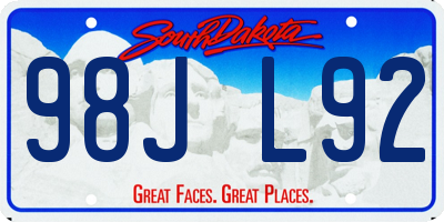 SD license plate 98JL92