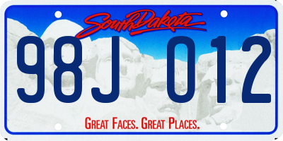 SD license plate 98JO12