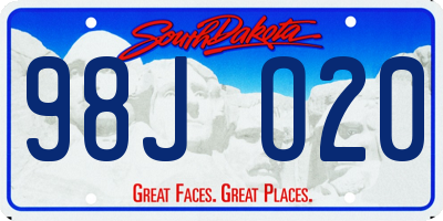 SD license plate 98JO20