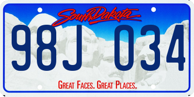 SD license plate 98JO34