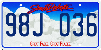 SD license plate 98JO36