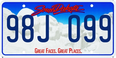 SD license plate 98JO99