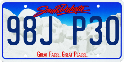 SD license plate 98JP30