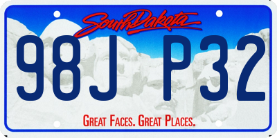 SD license plate 98JP32