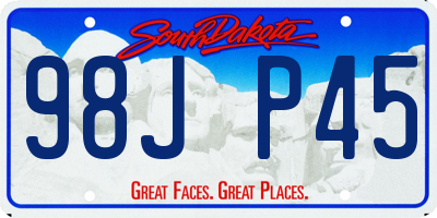 SD license plate 98JP45