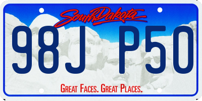 SD license plate 98JP50