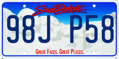 SD license plate 98JP58