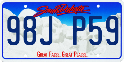 SD license plate 98JP59