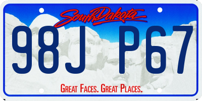 SD license plate 98JP67