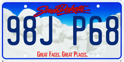 SD license plate 98JP68
