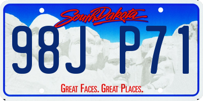 SD license plate 98JP71