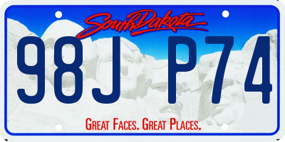SD license plate 98JP74