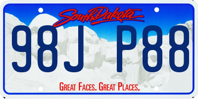SD license plate 98JP88