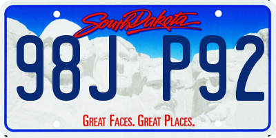 SD license plate 98JP92