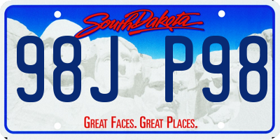 SD license plate 98JP98