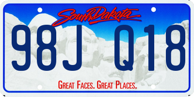 SD license plate 98JQ18
