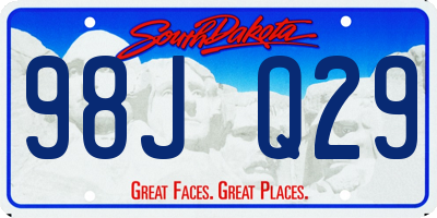 SD license plate 98JQ29