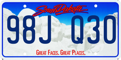 SD license plate 98JQ30