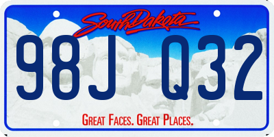 SD license plate 98JQ32