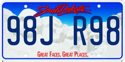 SD license plate 98JR98