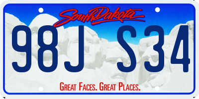 SD license plate 98JS34
