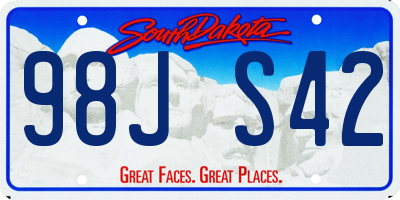 SD license plate 98JS42