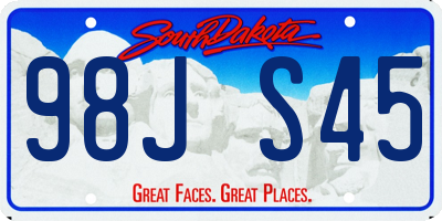 SD license plate 98JS45
