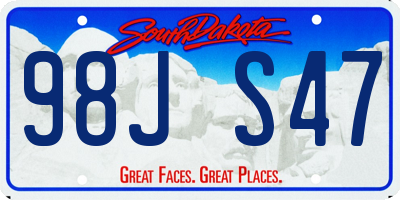 SD license plate 98JS47
