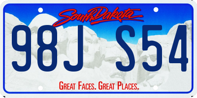 SD license plate 98JS54
