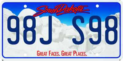 SD license plate 98JS98