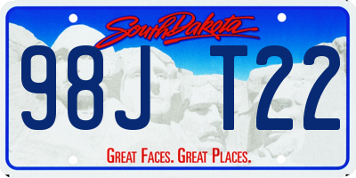 SD license plate 98JT22