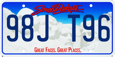 SD license plate 98JT96