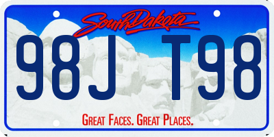 SD license plate 98JT98