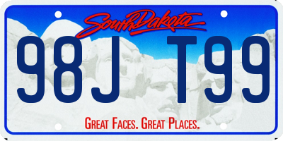 SD license plate 98JT99