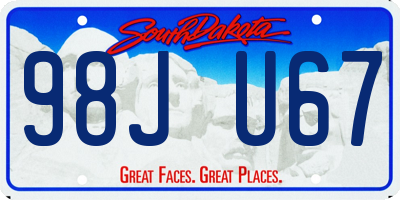 SD license plate 98JU67