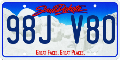 SD license plate 98JV80