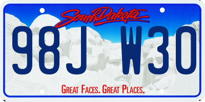 SD license plate 98JW30