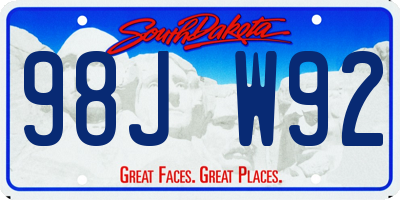 SD license plate 98JW92